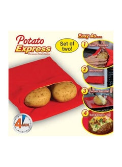 Potato Express 2-Piece Microwave Oven Bag Set Red 19.3x19.3cm  - Image 3