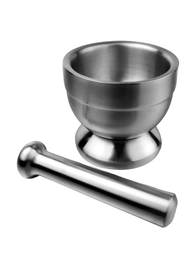Stainless Steel Mortar Pestle Silver 10x9cm 