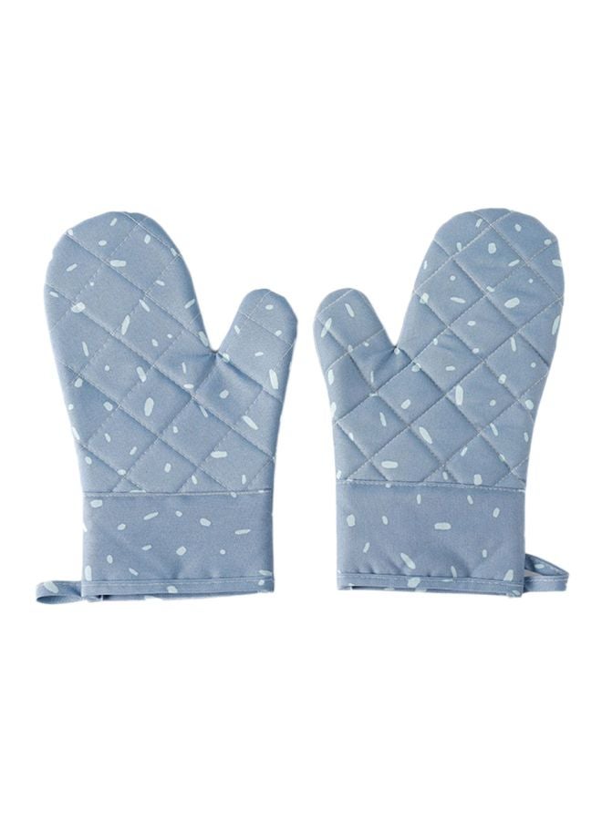 Heat Resistant Oven Gloves Grey/White 28 x 18cm