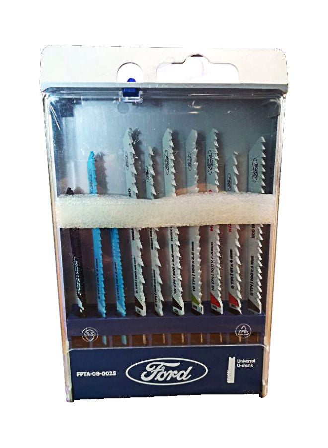 Ford - 10-Piece Jigsaw Blade Set White/Blue/Black - Image 1