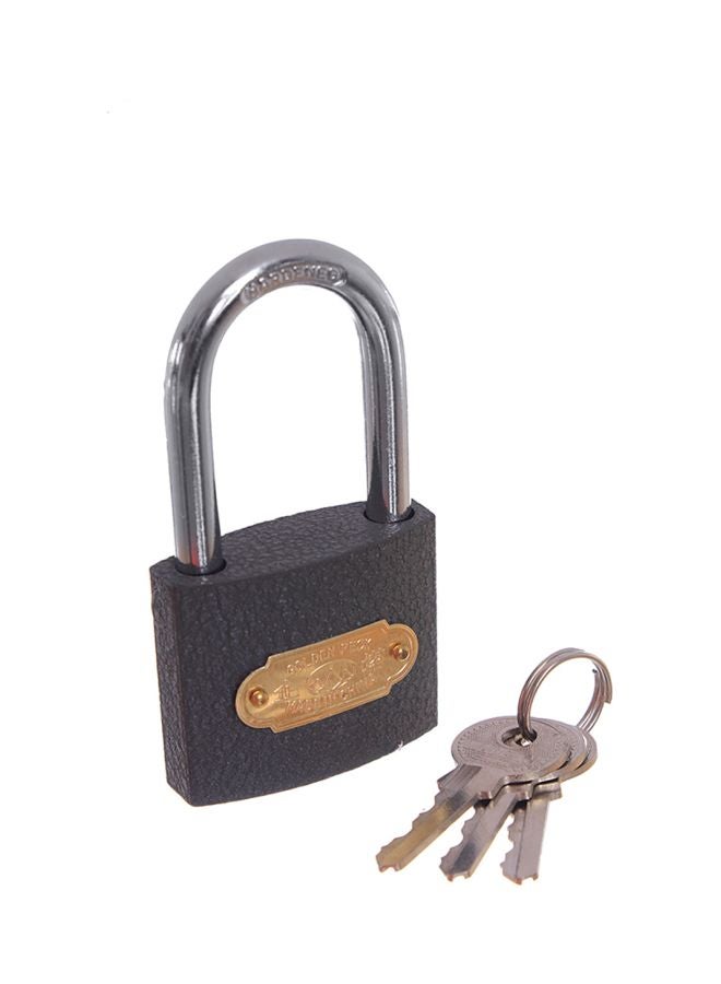 Long Padlock With 3 Keys Dark Grey/Silver/Gold 2inch 