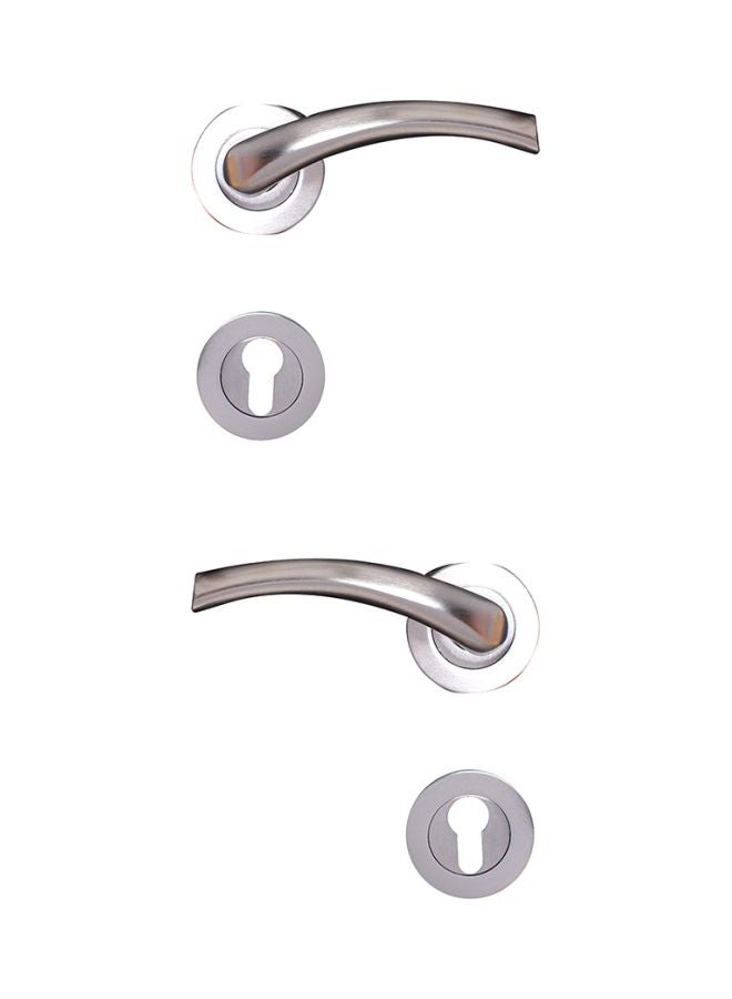 2-Piece Alm Kavisli Cylinder Rozetta Door Handle Set Silver 
