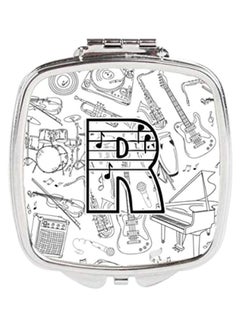 Letter R Musical Note Compact Mirror White/Black