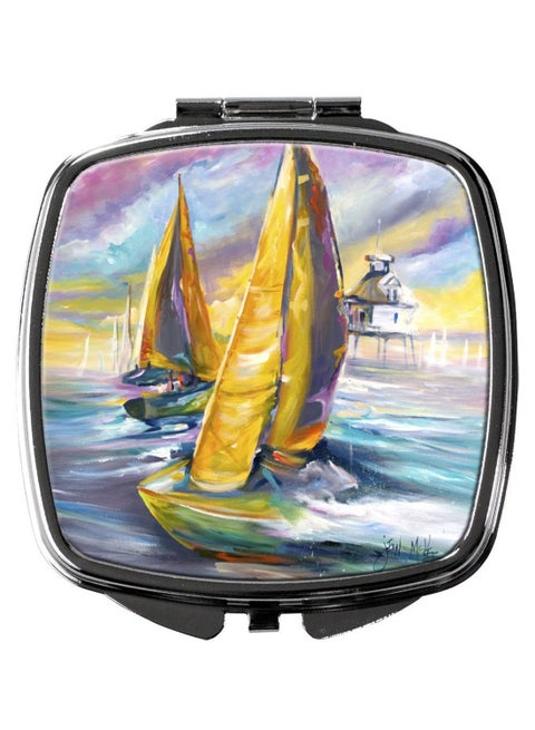 Middle Bay Lighthouse Sailboats Printed Compact Mirror Multicolour