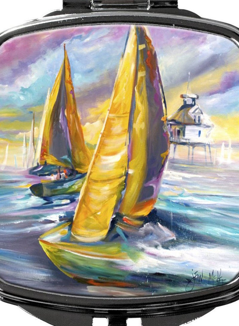 Middle Bay Lighthouse Sailboats Printed Compact Mirror Multicolour