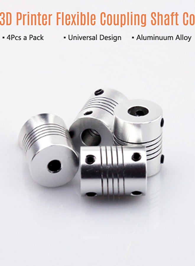 Generic 4-Piece Flexible Coupling Diameter 3D Printer Set Silver  - Image 2