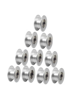 Aibecy 10-Piece Aluminium Idler Pulley Gear Wheel Teeth Set Silver  - Image 1