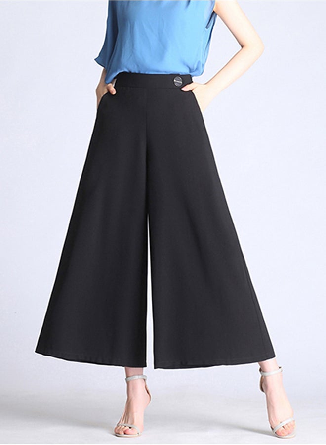 Wide Leg Pocket Casual Loose Trousers Black - Image 2
