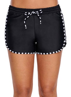 Beach Shorts Block Drawstring Waist Swimming Shorts Black