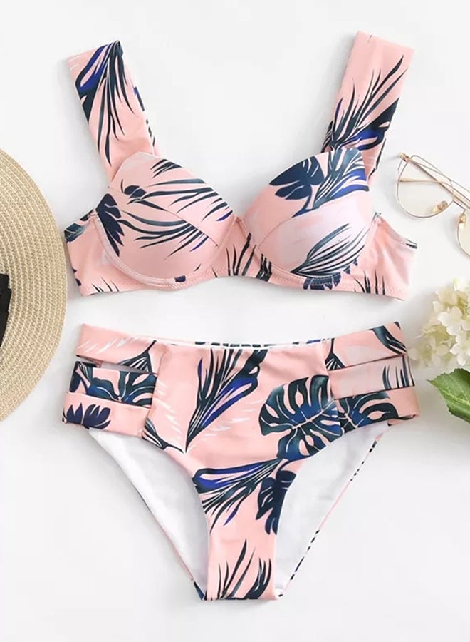 2-Piece Bikini Floral High Waist Beach Swimwear Set Multicolour - Image 2