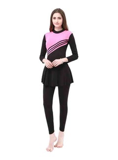 Long Ruffled 3 Piece Set With Hat Pink&black