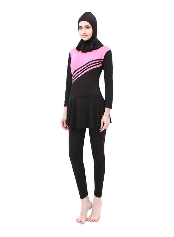 Generic - Long Ruffled 3 Piece Set With Hat Pink&black - Image 1
