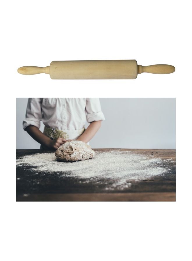 Wooden Rolling Pin Beige 35x4.5cm - Image 3