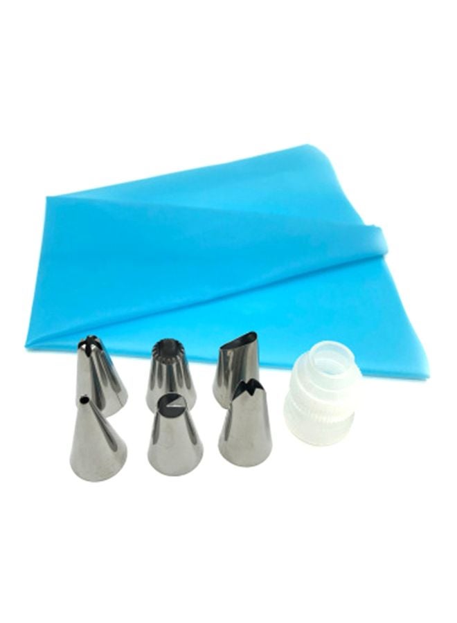 Pack Of 8 EVA Piping Pastry Bag Set Blue/Silver 315x170mm  - Image 1