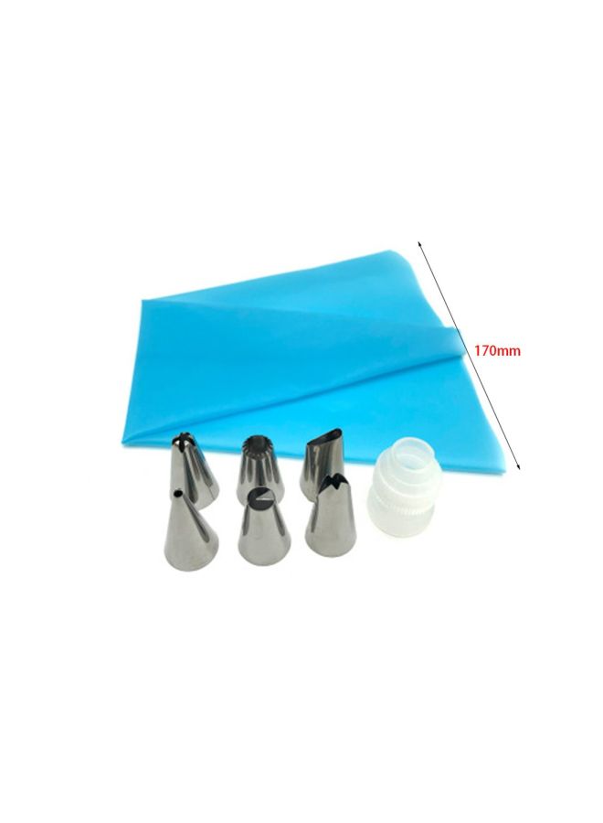 Pack Of 8 EVA Piping Pastry Bag Set Blue/Silver 315x170mm  - Image 5