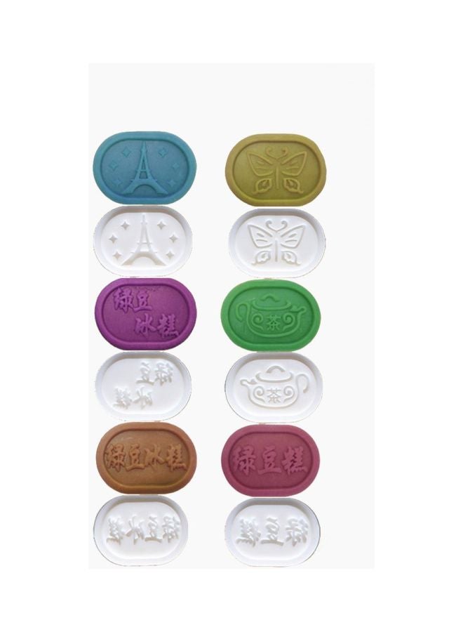 Pack Of 6 Hand-Pressed Moon Cake Mould White/Silver 28x10cm - Image 3