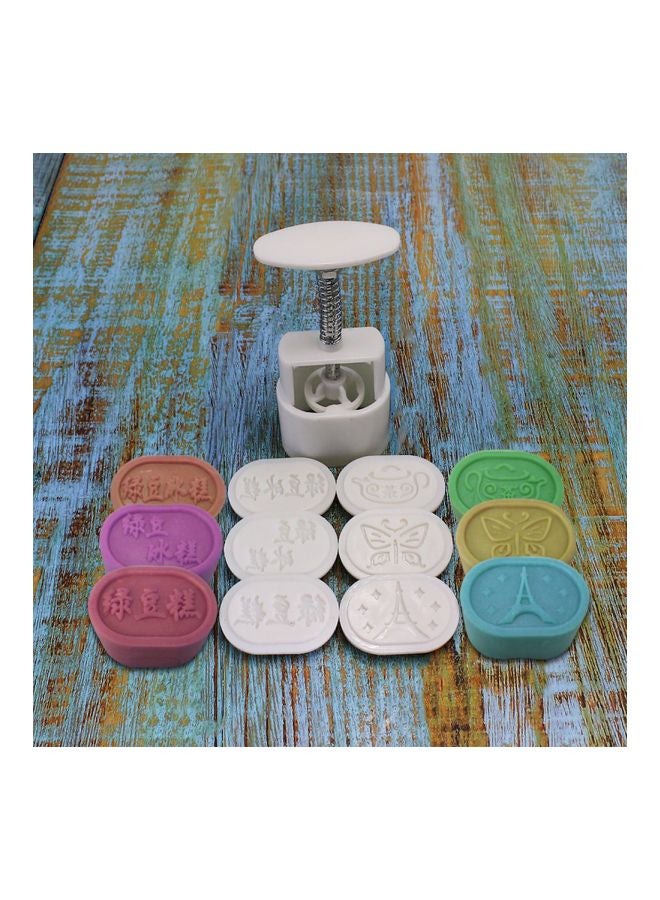 Pack Of 6 Hand-Pressed Moon Cake Mould White/Silver 28x10cm - Image 4