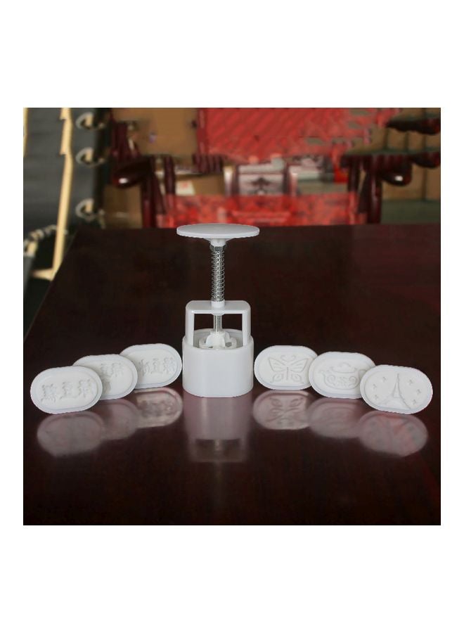 Pack Of 6 Hand-Pressed Moon Cake Mould White/Silver 28x10cm - Image 5