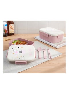Generic Wheat Fiber Lunch Box Pink/White 185x137x75mm  - Image 3