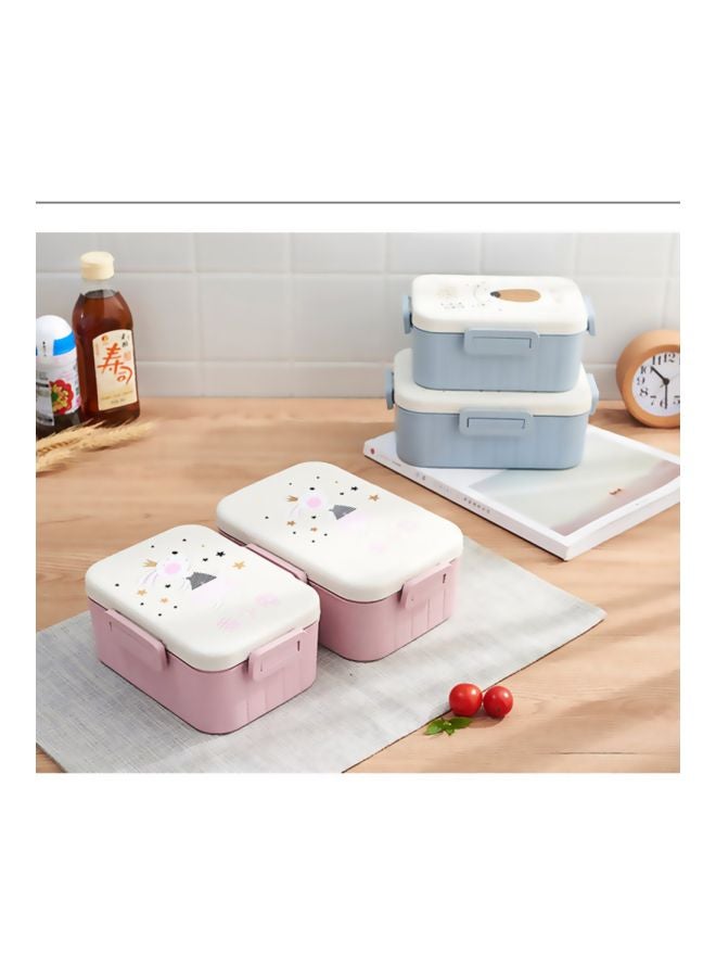Generic - Wheat Fiber Lunch Box Pink/White 185x137x75mm - Image 1