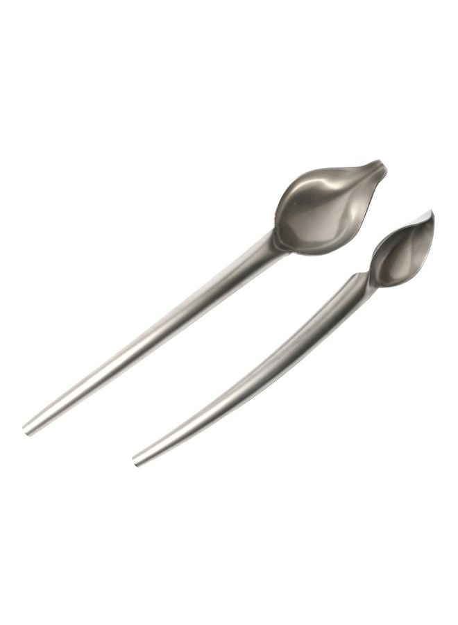 Pack Of 2 Stainless Steel Chocolate Coffee Spoon Set Silver 22x4x4cm  - Image 1