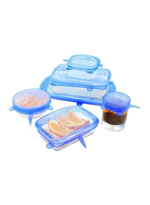 6-Piece Silicone Bowl Cover Set Blue 21x5centimeter