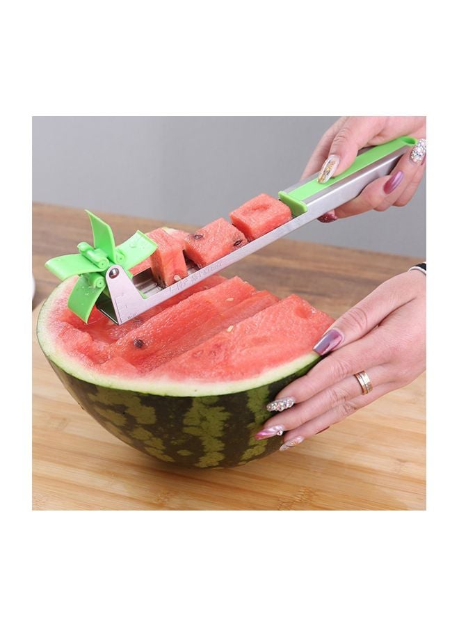 Generic - Windmill Shape Watermelon Cutter Slicer Green/Silver 30x7centimeter - Image 1