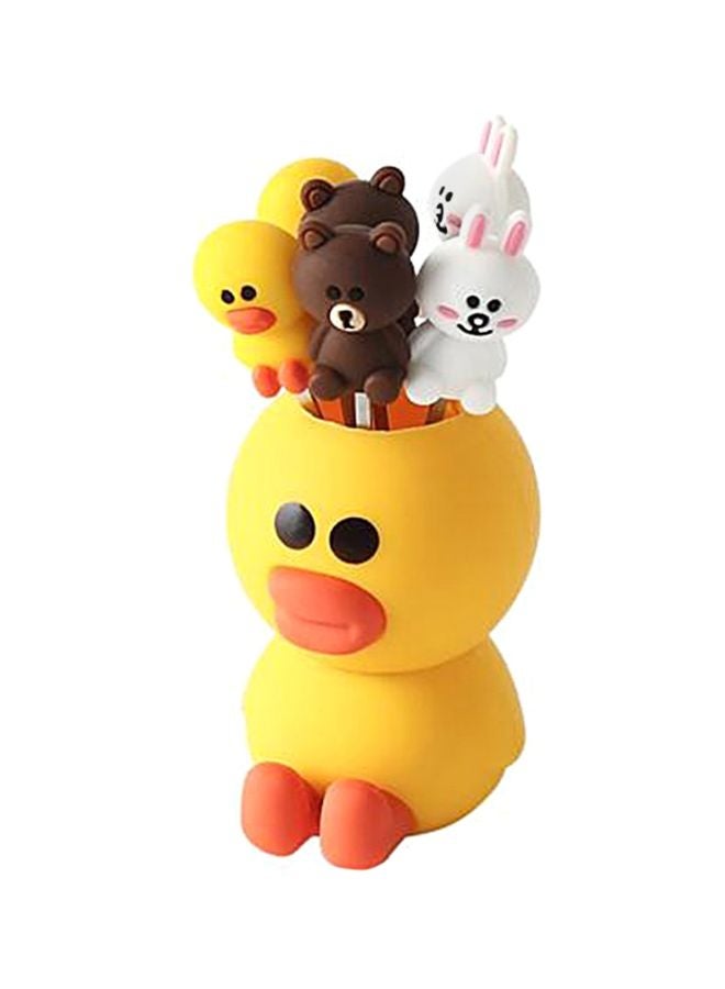 Duckling Shaped Fruit Fork Set White/Brown/Yellow 5x5centimeter  - Image 1