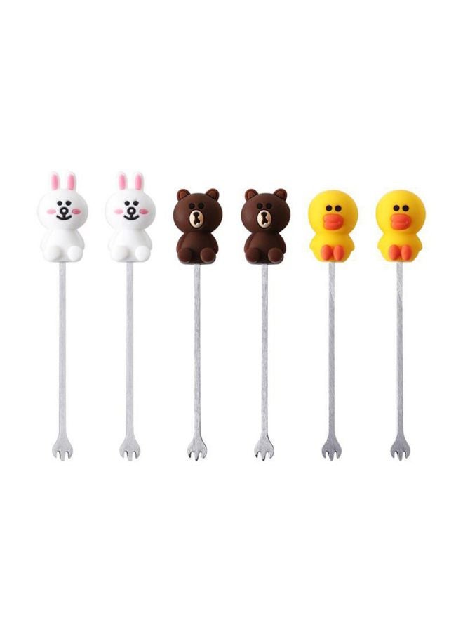 Duckling Shaped Fruit Fork Set White/Brown/Yellow 5x5centimeter  - Image 2