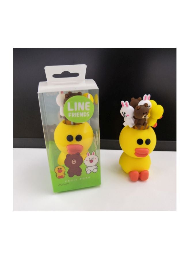 Duckling Shaped Fruit Fork Set White/Brown/Yellow 5x5centimeter  - Image 3