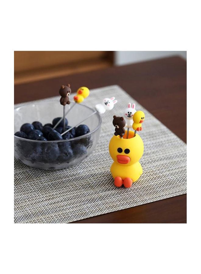 Duckling Shaped Fruit Fork Set White/Brown/Yellow 5x5centimeter  - Image 4