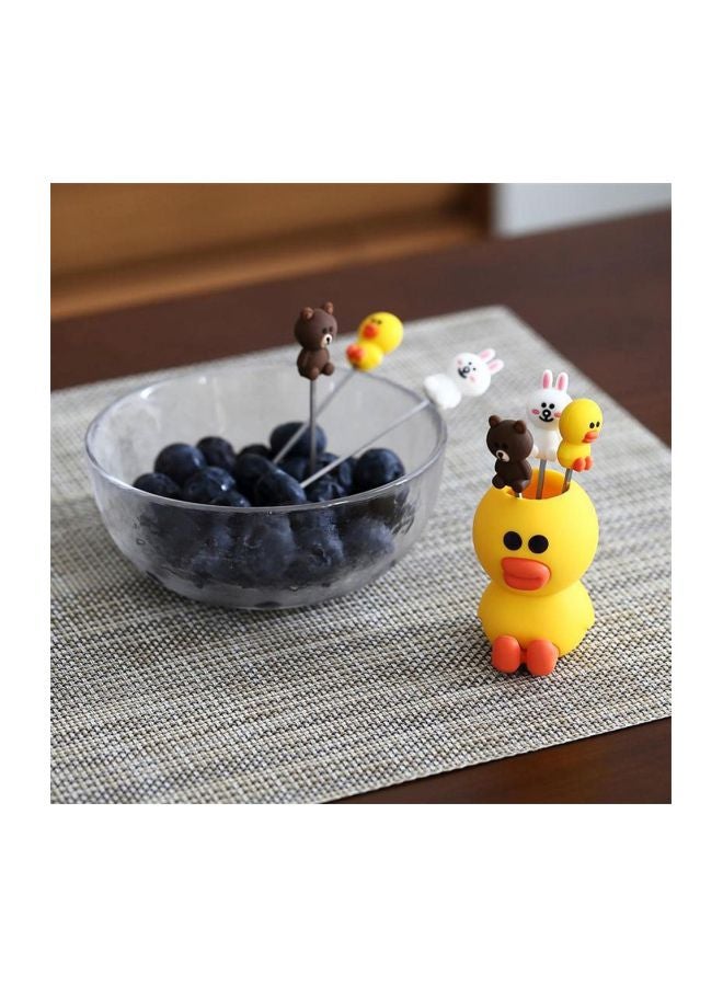 Duckling Shaped Fruit Fork Set White/Brown/Yellow 5x5centimeter  - Image 5