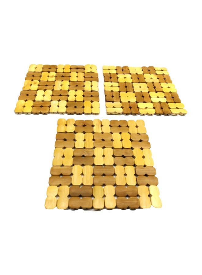 BITA 3-Piece Bamboo Place Mat Beige/Yellow 16centimeter  - Image 1