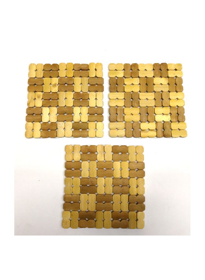 BITA 3-Piece Bamboo Place Mat Beige/Yellow 16centimeter  - Image 2