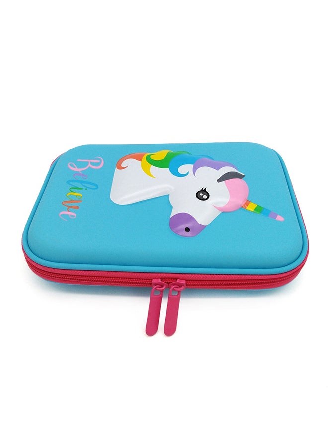 YALONG Cartoon Unicorn Pencil Case Blue - Image 2