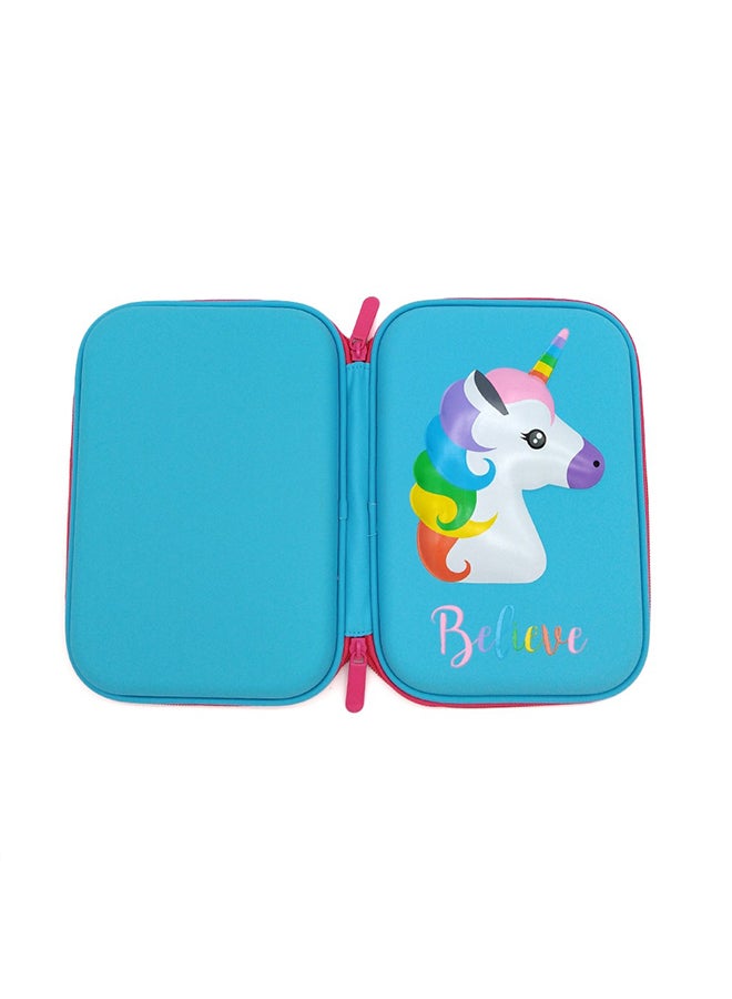 YALONG Cartoon Unicorn Pencil Case Blue - Image 3