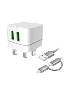 Dual USB Travel Charger With Cable White - v1574160247/N32047388A_1