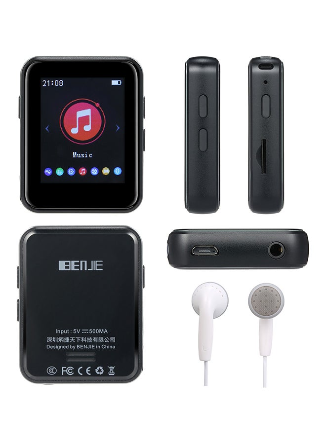 BENJIE - X1 Bluetooth 5.0 Portable Touch Screen MP3 Player With Headphones V6555 Black - Image 1