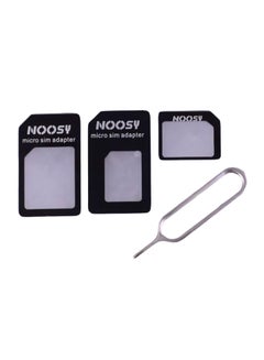 3-Piece Sim Card Adapter With Sim Tray Pin Black