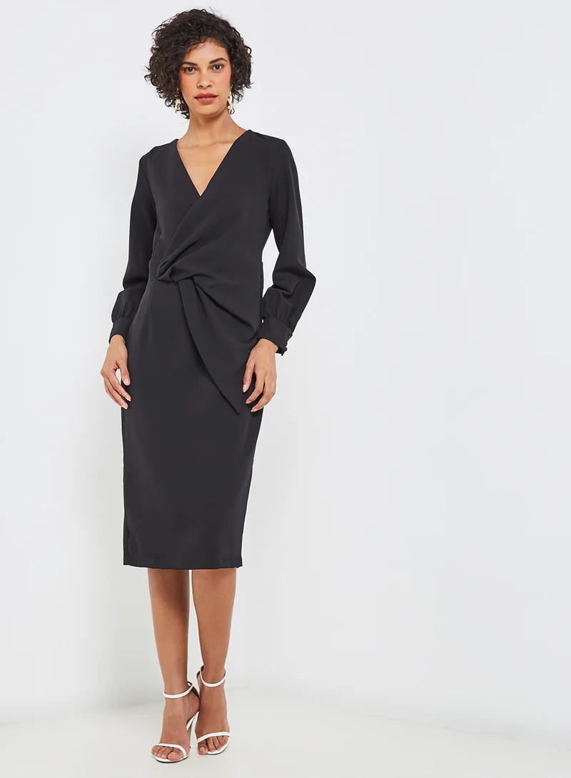 High Streets Solid Design Shift Midi Dress