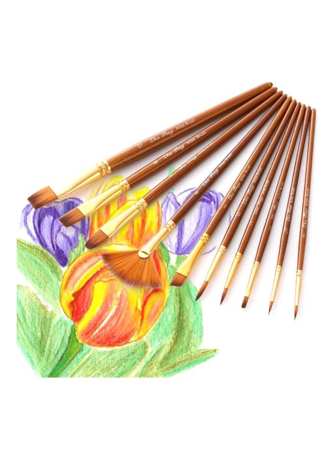 Generic 10-Piece Paint Brushes Set Brown - Image 5