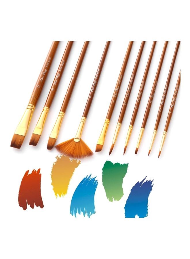 Generic 10-Piece Paint Brushes Set Brown - Image 3