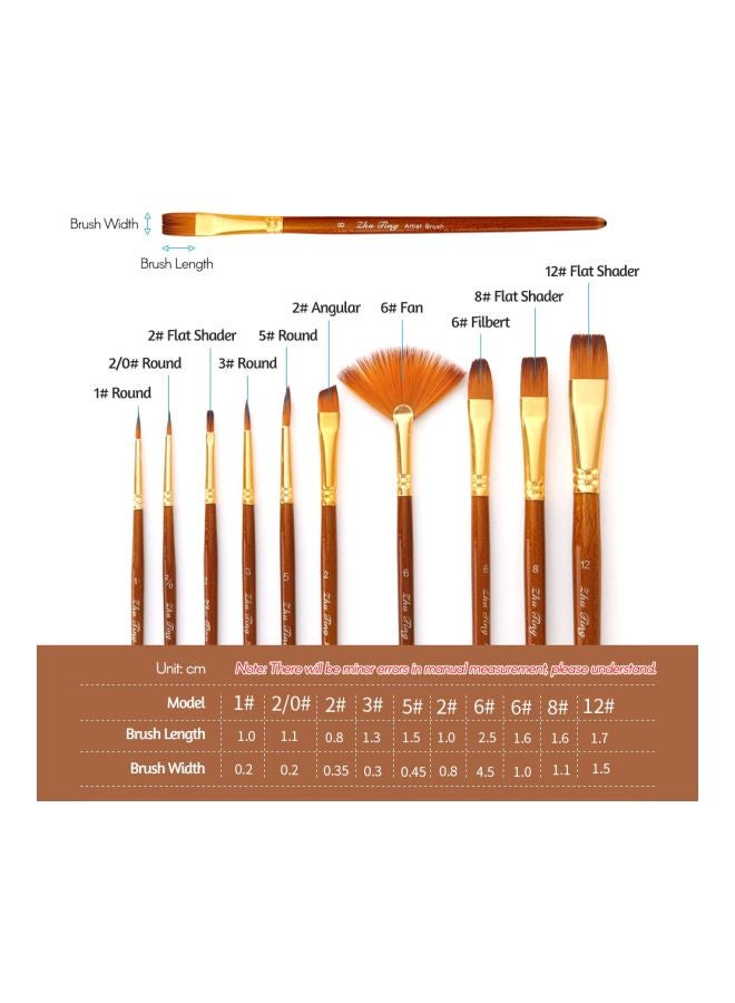 Generic 10-Piece Paint Brushes Set Brown - Image 4