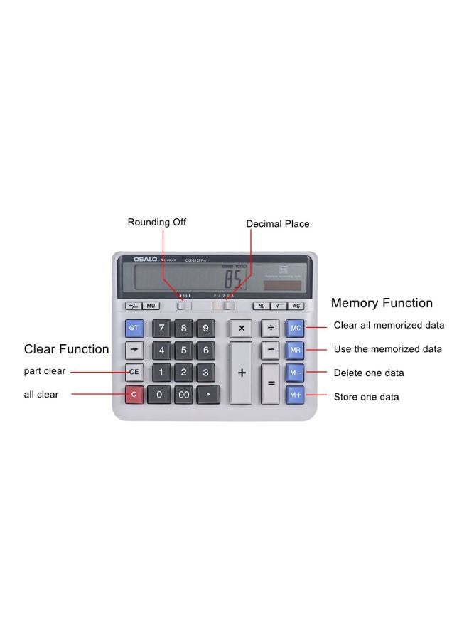 OSALO Electric Basic Calculator Grey  - Image 3