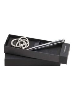CERRUTI 1881 2-Piece Ballpoint Pen And Keyring Set Silver 