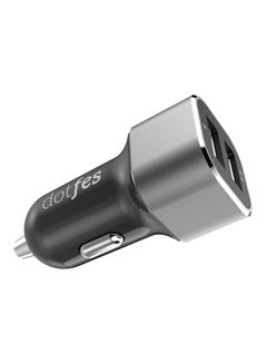 dotfes Dual Ports Car Charger With Lightning Cable Black/Grey  - Image 2