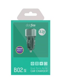 dotfes Dual Ports Car Charger With Lightning Cable Black/Grey  - Image 4