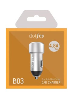 dotfes Dual Ports Car Charger Silver/Black  - Image 2