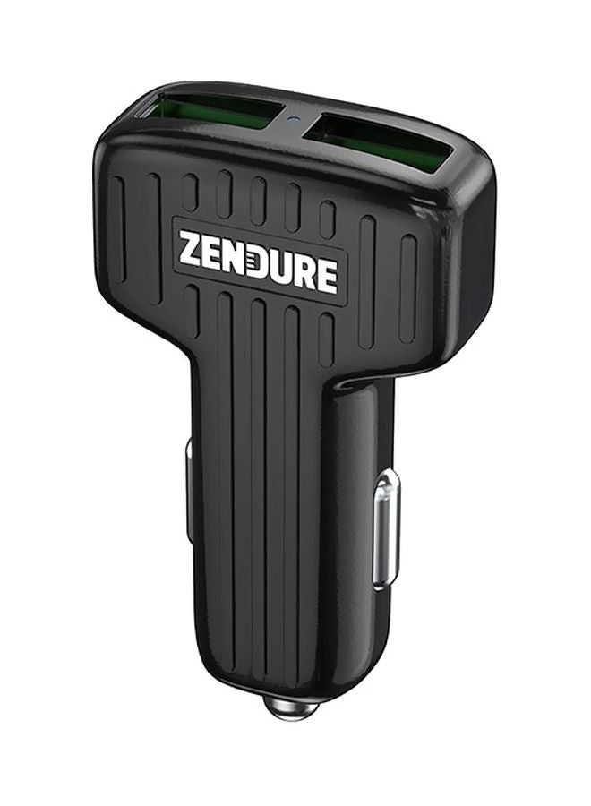 زينديور شاحن سيارة بمنفذي USB أسود
