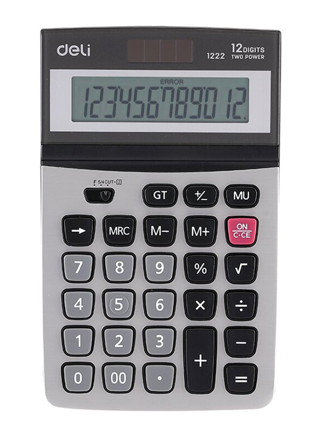 Deli Calculator -Digit Metal Dual Power Silver